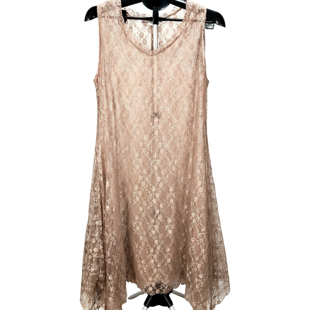 Women's Blue B Size Medium‎ Floral Lace Sheer Handkerchief Dress Coquette Fairy